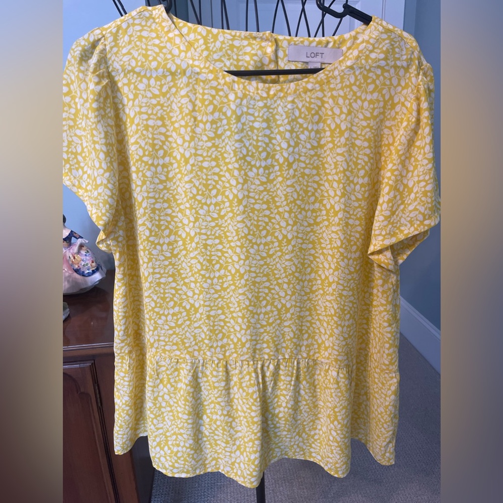 Yellow Floral Short Sleeve Blouse